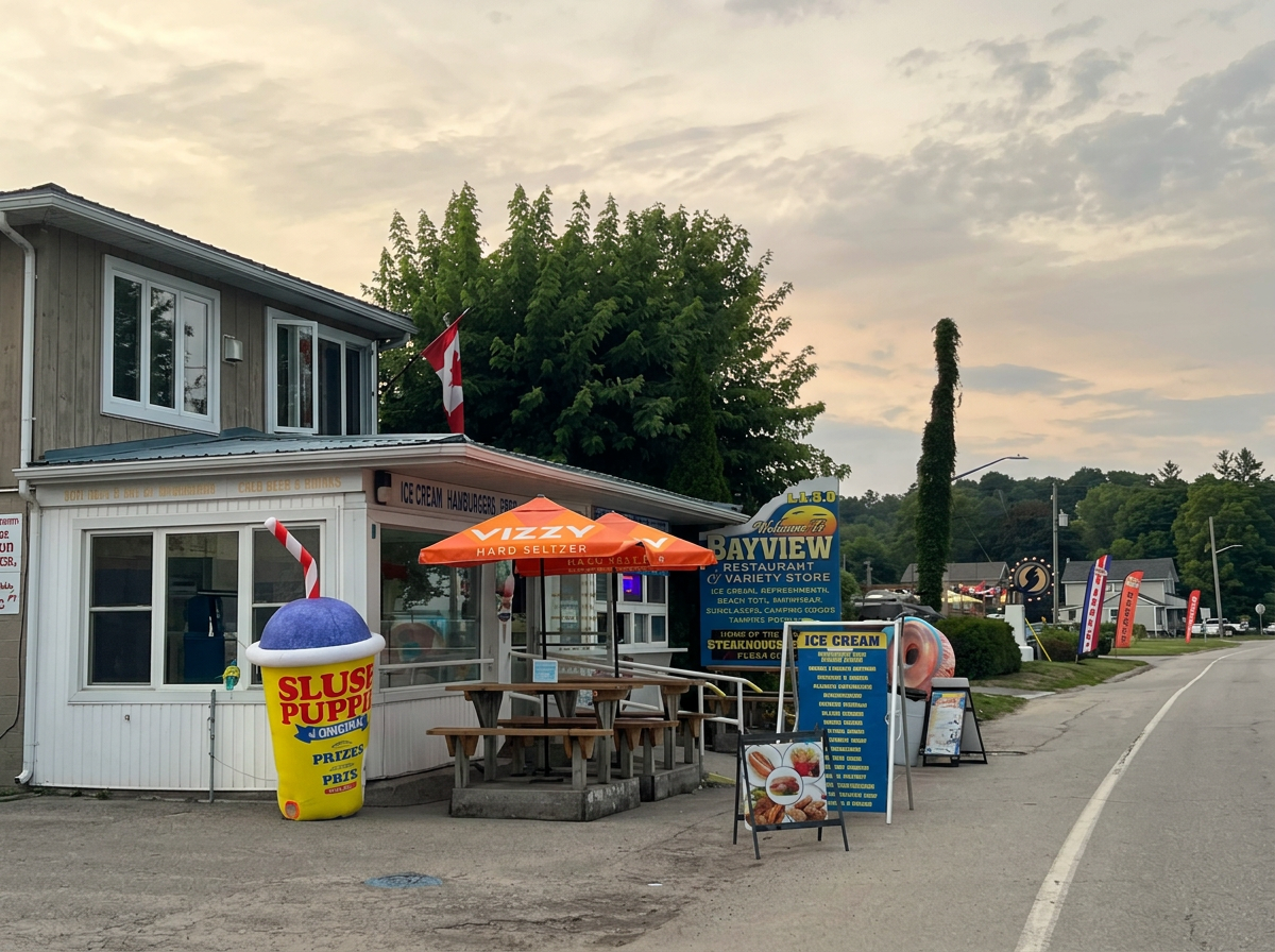 Refreshing Slush Puppie on the Bayview patio on a sunny Turkey Point afternoon